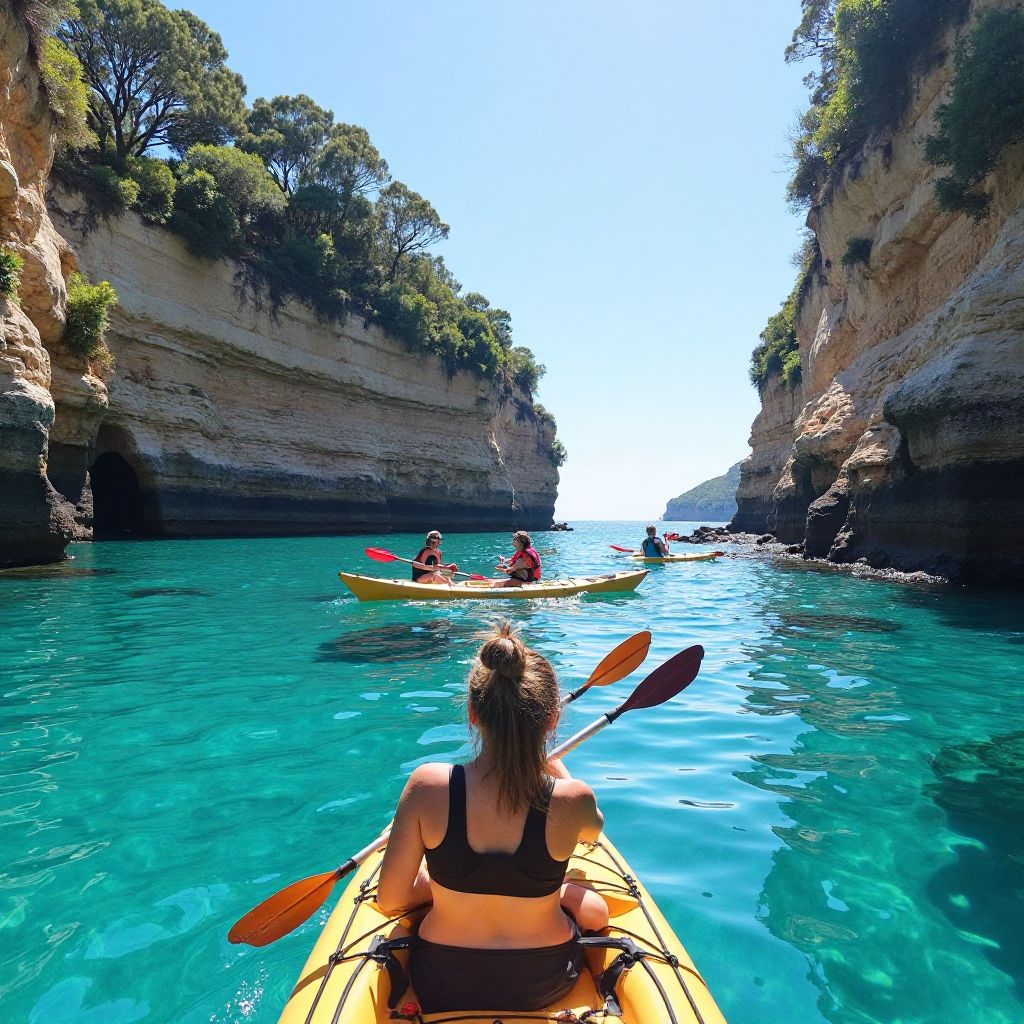 Kayaking along pristine Australian coastline