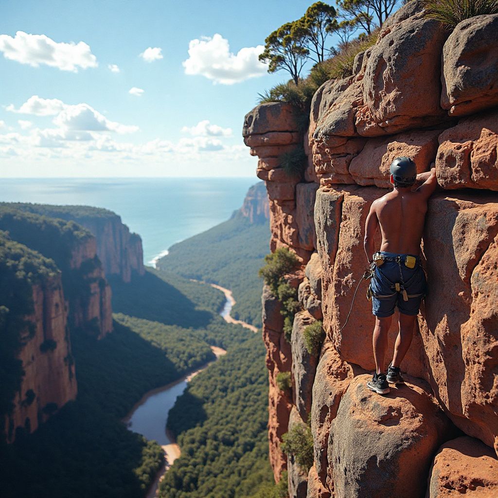 Rock climbing on Australian cliff faces