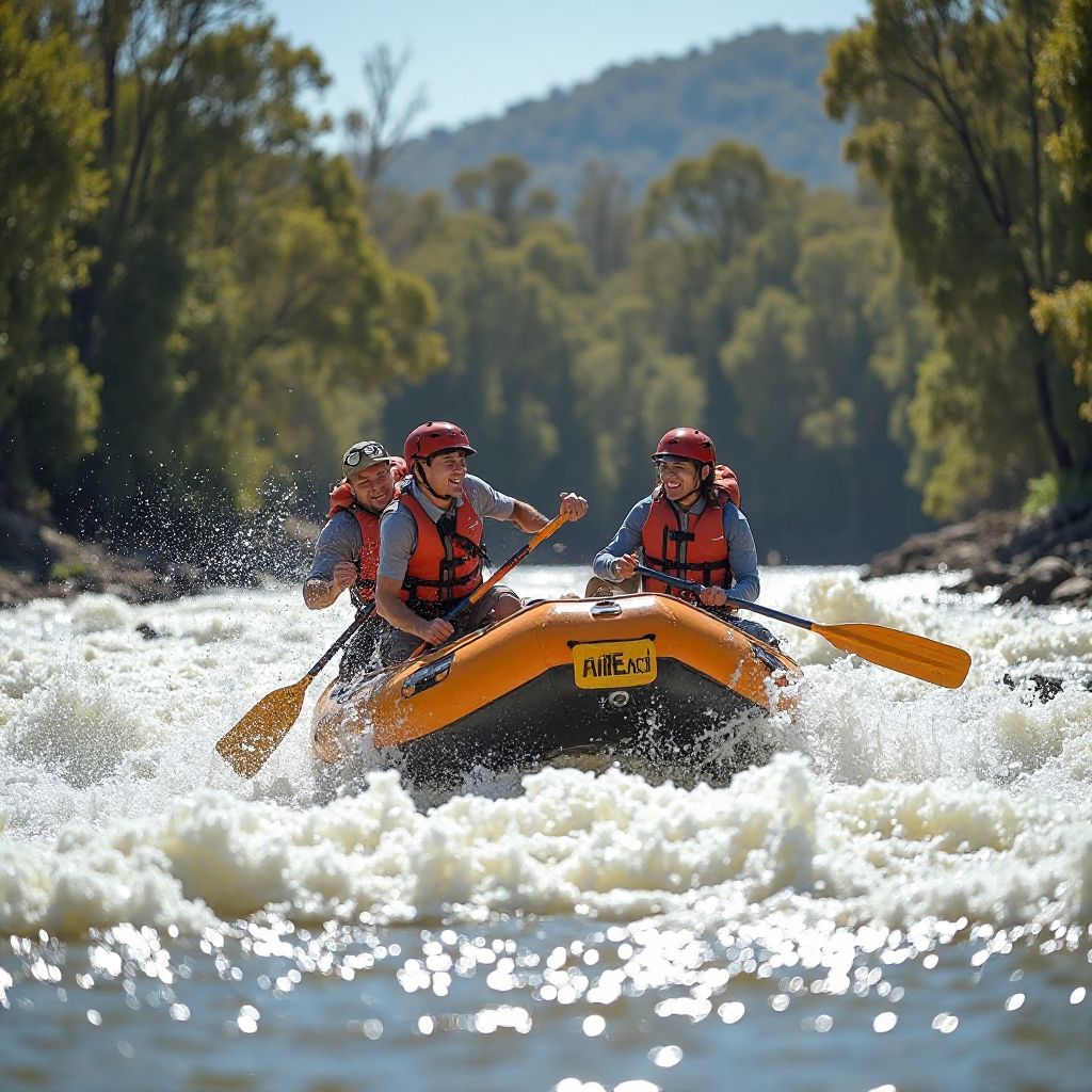 Whitewater rafting through Australian rapids